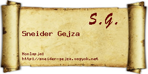 Sneider Gejza névjegykártya